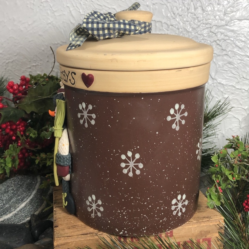 Canister Happy Holidays Snowman Cookie Treat Candy Decor Sealed Jar - Picture 4 of 16